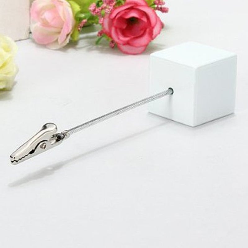 senover 10pcs Table Number Holder Name Place Card Holder Memo Clip Holder Stand Note Holder Pictures Card Paper Menu Clip (Pure White) - Image 5